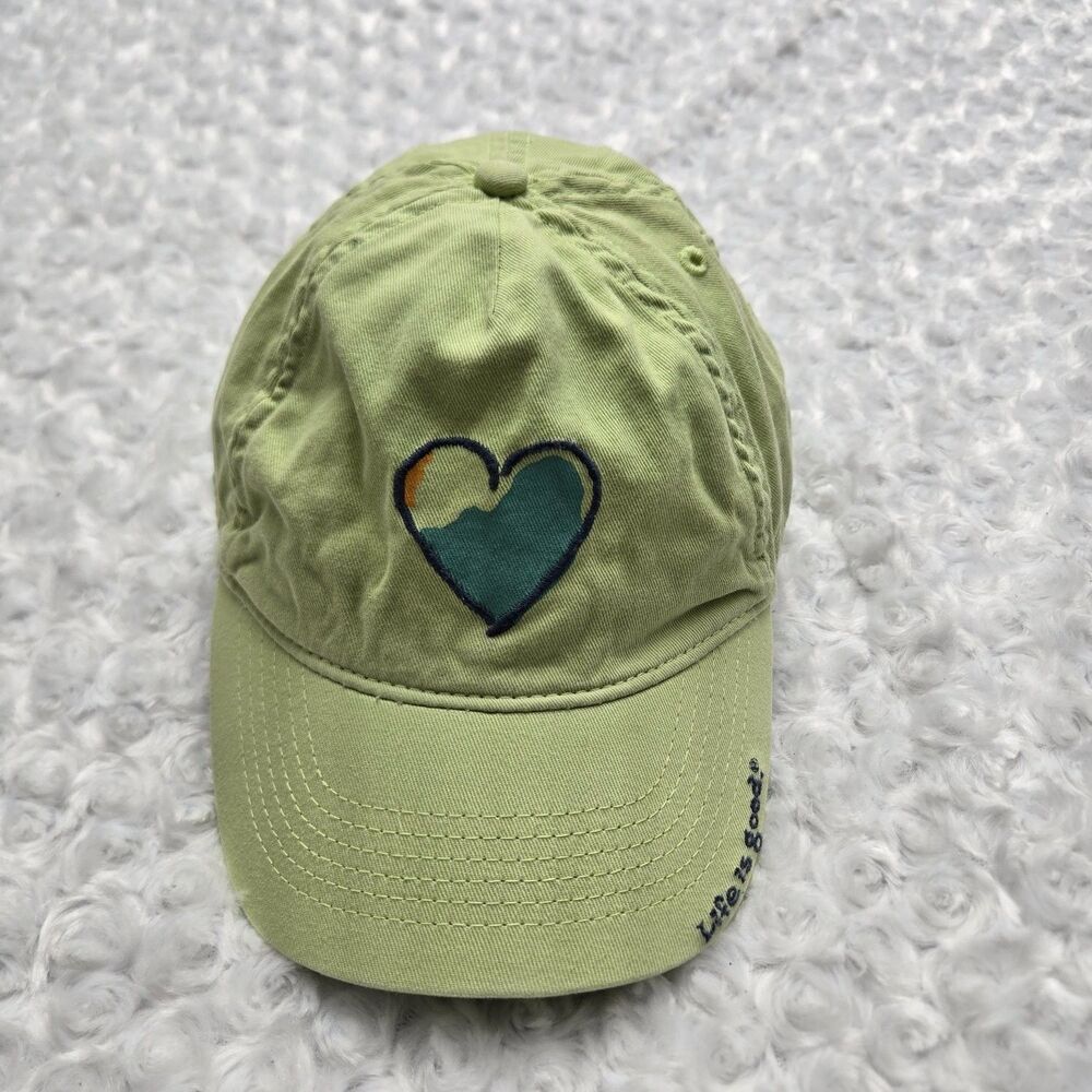 Life Is Good Baseball Hat Heart Chill Cap OS Green Ventilation Eyelets